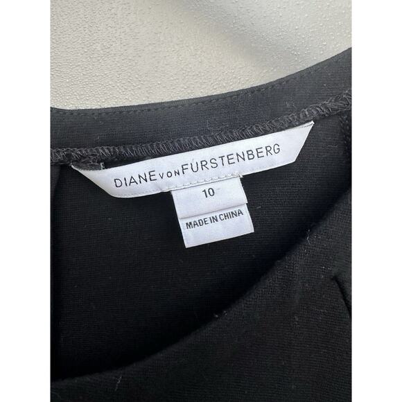 Diane von Furstenberg LBD DELYSE Black Fit & Flare Mini Dress Exposed Zip Sz 10 - Picture 13 of 16